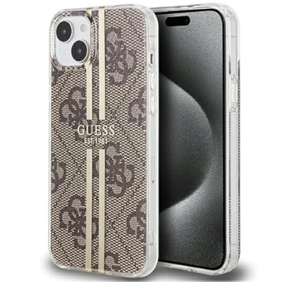 Afbeelding van Guess IML 4G Gold Stripe hoesje voor iPhone 15 Plus / 14 bruin