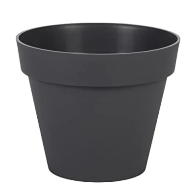 Afbeelding van Bloempot Toscane kunststof antraciet grijs D20 x H17 cm 3 liter Bloempotten/plantenpotten