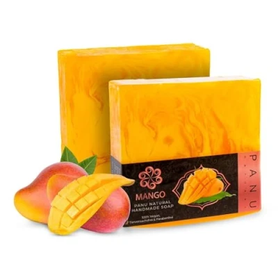 Afbeelding van Panu Mangozeep Veganistische douchezeep voor alle huidtypes natuurlijke zeep als vaste douchegel en shampoo hoogwaardige zeepstang douchespelden