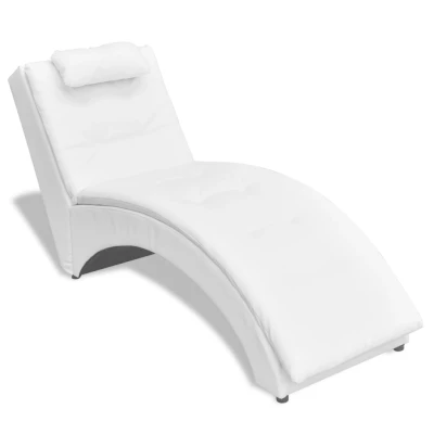Afbeelding van Chaise longue met kussen kunstleer wit
