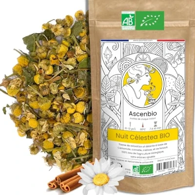 Afbeelding van Ascenbio Biologische kruidenthee en infusies 180 g los bereid verpakt in Frankrijk biologisch afbreekbare verpakking (rustige nacht)