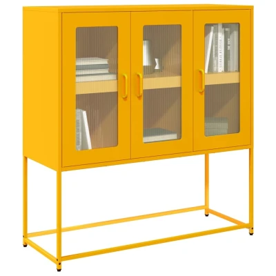 Afbeelding van vidaXL Dressoir 100,5x39x107 cm koudgewalst staal mosterdgeel