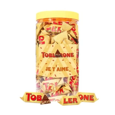 Afbeelding van Toblerone Mini chocolade &quot;je t&#039;aime&quot; melkchocolade met nougat, amandel en honing 500g