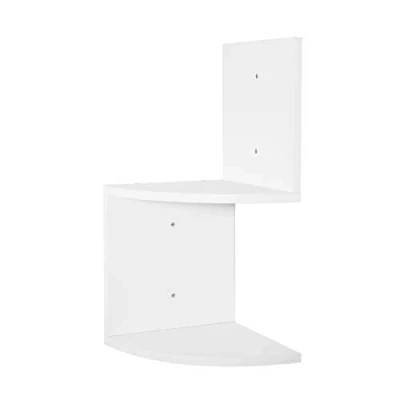 Afbeelding van WOLTU Wandrek in Zigzag stijl, hoekrek voor CD DVD, wit, 2 etages, RG9312ws