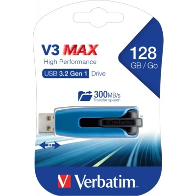 Afbeelding van Verbatim V3 Max USB 3.0 stick, 128GB, blauw stick