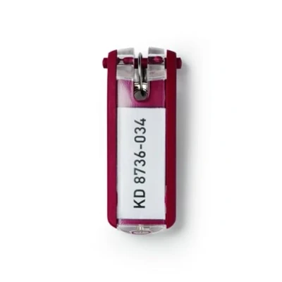 Afbeelding van Durable sleutelhanger 195701 met naamplaatje, personaliseerbaar, voor sleutelkast, rood, 6 stuks