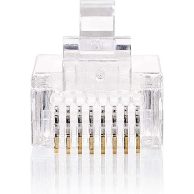 Afbeelding van Nedis RJ45 Connector Pass Through Solid UTP CAT5 Recht Verguld 10 Stuks PVC Transparant Doos