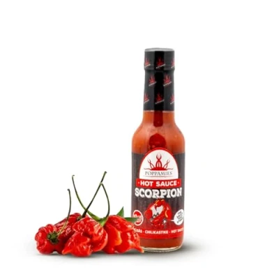 Image de Poppamies scorpion Sauce piquante de Trinidad chili Sans Gluten Lactose Vegan Piquant: 10+/10 Extra Hot 150ml