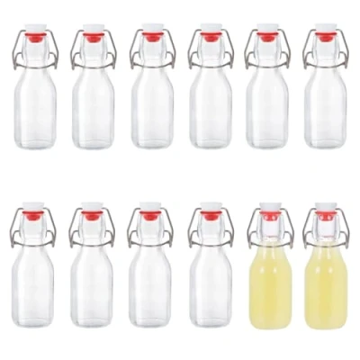 Afbeelding van Zanfqvo 12 kleine glazen flessen van 100 ml met beugelsluiting om te vullen, beugelfles voor olie, azijn, sap en limonade