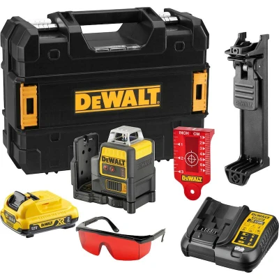 Afbeelding van Dewalt DCE0811D1R 10,8V Li Ion accu kruislijnlaser 360 graden set (1x 2,0Ah accu) in TSTAK Rood 15m 2 lijnen