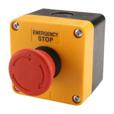 Afbeelding van BAOMAIN Noodstopschakelaar met rode behuizing, 10 A, 660 V, 1NO 1NC, weerbestendig