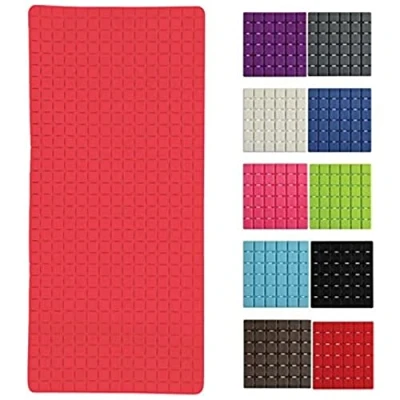 Afbeelding van MSV Premium douchemat badmat antibacterieel antislip met zuignappen rood ca. 36 x 76 cm ruikt naar rozen wasbaar op 60 graden