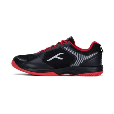 Afbeelding van HUNDRED Court Star Non Marking professionele badmintonschoenen voor heren (zwart/rood, EU 44/UK 10/US 11) X kussenbescherming Geschikt indoortennis/squash/tafeltennis/basketbal en padel