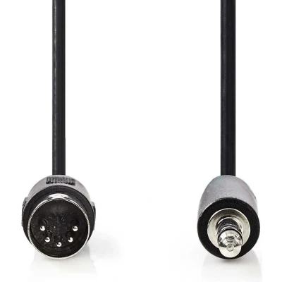 Afbeelding van Nedis DIN Audiokabel 5 Pins Male 3,5 mm Vernikkeld 2.00 m Rond PVC Zwart Label