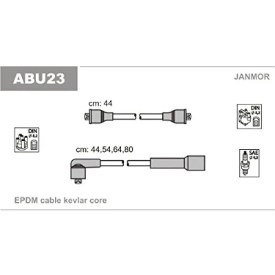 Afbeelding van JANMOR ABU23 Bougiekabelset SEAT: Ibiza I Hatchback (021A) 1.2 i, 1.7 1989 1993