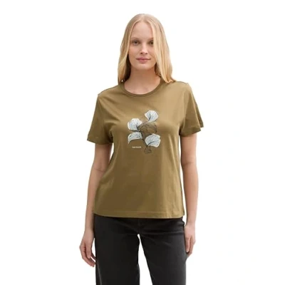 Image de TOM TAILOR T shirt basique pour femme en coton biologique, 15664 Nutria Olive, S