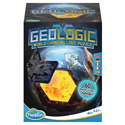 Afbeelding van ThinkFun 76497 GeoLogic, het wereldveranderende logicaspel voor alle 8 jaar en ouder. Vijf verschillende biomen moeten in deze puzzel worden gereorganiseerd.