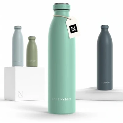 Afbeelding van LARS NYSØM &#039;Ren&#039; Roestvrijstalen drinkfles 750ml BPA vrije geïsoleerde waterfles 0,75 Liter Aqua Turquoise