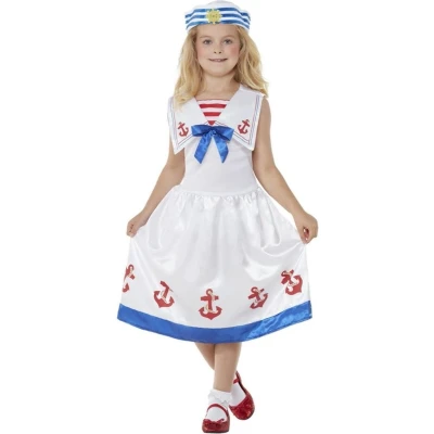 Afbeelding van Smiffy&#039;s Kapitein &amp; Matroos Zeeman Kostuum Wit Matroosmeisje / Beige Large Carnavalskleding Verkleedkleding