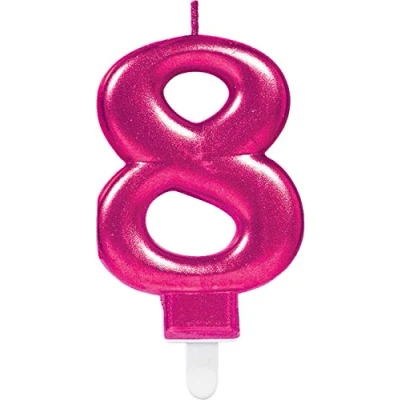 Afbeelding van Amscan Verjaardagskaars 8 Roze 9,3 Cm