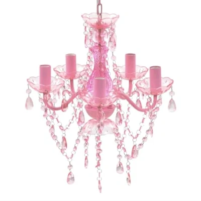 Image de vidaXL Lustre avec 5 ampoules Crystal rose