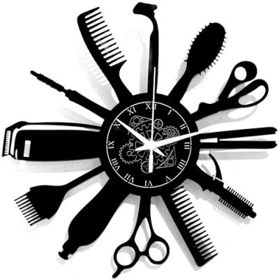 Afbeelding van Instant Karma Clocks Vinyl wandklok barber shop kapper baard salon schoonheid vintage handgemaakt cadeau idee