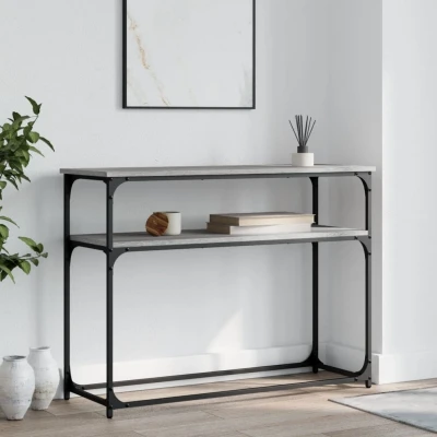 Afbeelding van Wandtafel 100x35,5x75 cm bewerkt hout grijs sonoma eikenkleurig