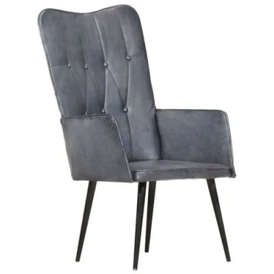 Afbeelding van Fauteuil echt leer grijs