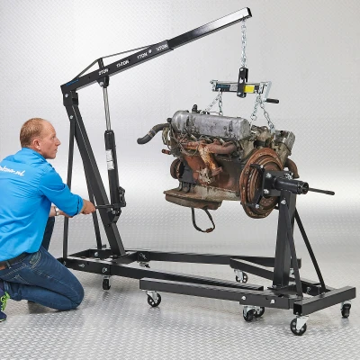 Afbeelding van Garagekraan hydraulisch inklapbaar 2 ton + extra sterke motormontagesteun