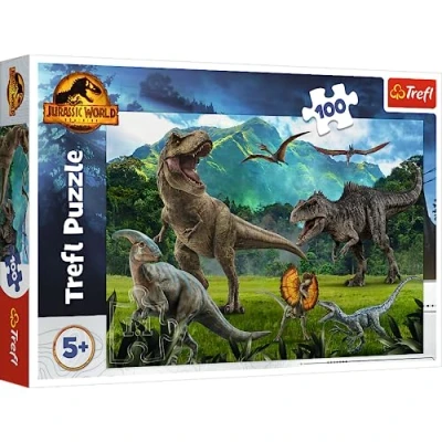 Afbeelding van Trefl Jurassic World: Dominion, Park puzzel met 100 elementen Kleurrijke dinosaurussen, voor kinderen vanaf 5 jaar.