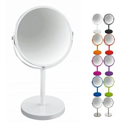 Afbeelding van Spirella Sydney Collectie Staande spiegel voor kaptafel of badkamer 17 x 27 cm (omkeerbaar: 100% en vergroting x2), metaal, wit