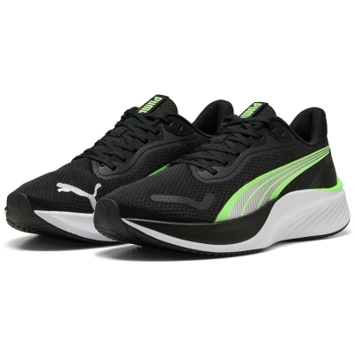 Afbeelding van Puma Pounce Lite Hardloopschoenen voor op de weg, uniseks, Black Green Glare