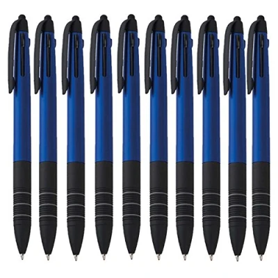 Afbeelding van notrash2003® Set van 10 driedubbele balpennen in blauw, rood en zwart 4 1 (blauw)