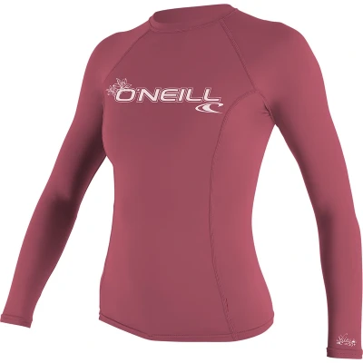 Afbeelding van O&#039;Neill Basic Skins L/S Crew Surfshirt Maat L Vrouwen roze/wit