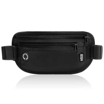 Afbeelding van GlasFlength Reisriem met RFID blokkering, heuptas voor vrouwen en mannen, waterdicht, geheime heuptas, verstelbaar, riemtas paspoort, telefoon, creditcard, zwart,, zwart., klassiek