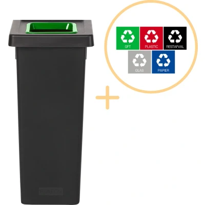 Afbeelding van Plafor Fit Bin Prullenbak voor afvalscheiding 53L, Zwart/Groen