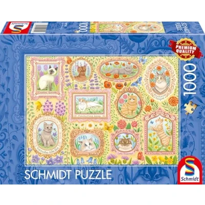 Afbeelding van Schmidt Spiele Adelige Katzen in Blütenpracht 1000 Teile (1000 onderdelen)