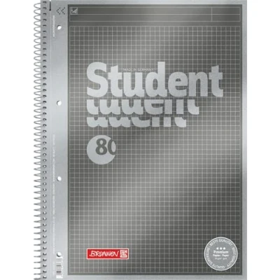 Afbeelding van Brunnen Duo 1067174 Premium notitieblok met metaaleffect, liniatuur 27 + 28,90 g/m², 40 vellen gelinieerd, geruit protocolinatuur A4
