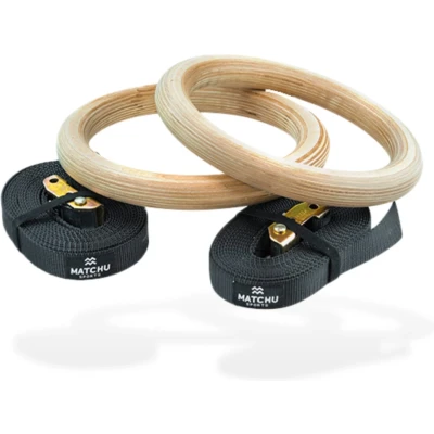 Afbeelding van Matchu Sports Houten turnringen Gymnastiek ringen Gym Crossfit 31mm Belastbaar tot 200KG
