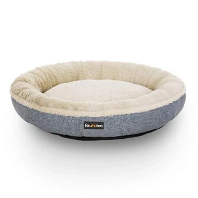 Afbeelding van FEANDREA hondenbed, hondenmand, kattenbed, donut, rond, Ø 65 cm, grijs PGW65G