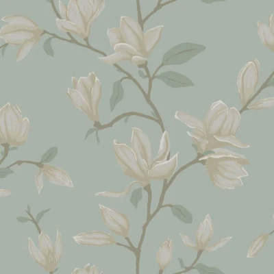 Afbeelding van ESTAhome behang magnolia celadon groen 139405 0.53 x 10.05 m