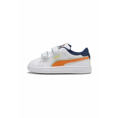 Afbeelding van Smash 3.0 Playdate sneakers voor Dames, Wit/Oranje, Maat 22 PUMA