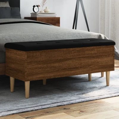 Afbeelding van Opbergbankje 102x42x46 cm bewerkt hout bruineikenkleurig