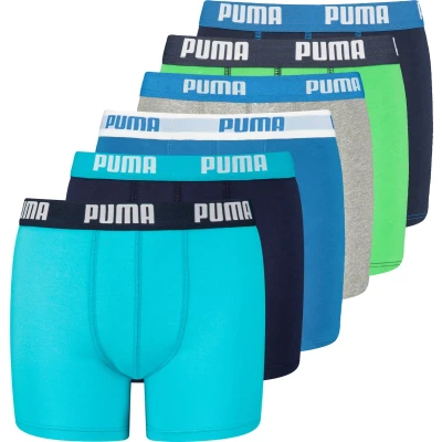 Afbeelding van Puma BOYS Everyday Basic Boxers 6 PACK Onderbroeken voor kinderen, Maat: 146 152, Blue/green