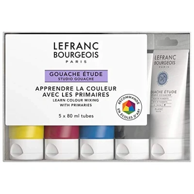 Image de Set Gouache Étude 5 Tubes 80 Ml Lefranc Bourgeois