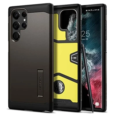 Afbeelding van Spigen Tough Armor Hoesje Geschikt voor Samsung Galaxy S22 Ultra Gunmetal