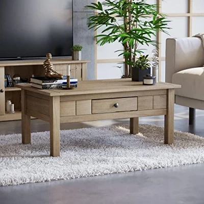 Afbeelding van Vida Designs Home Discount Salontafel met 1 lade Panama natuurlijk eiken.