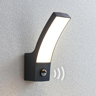 Afbeelding van Lindby Wandlampen buiten 1licht drukgegoten aluminium, polycarbonaat H: 24 cm antraciet (RAL 7016), opaalwit Inclusief lichtbron
