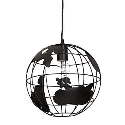 Afbeelding van Relaxdays Hanglamp boldesign, in hoogte verstelbare plafondlamp, diameter 30 cm, zwart