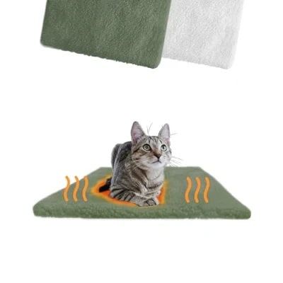 Afbeelding van PiuPet® Zelfverwarmend kattenbed I 60 x 45 cm zonder elektriciteit Kattenkussen Mat Innovatief &amp; ecologisch Beddengoed en meubels voor katten Groen